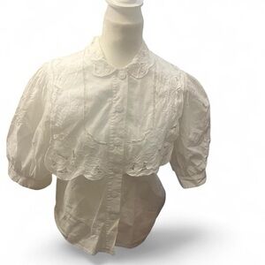 Vintage Traditional Austrian White Floral 100% Cotton Cut out Blouse.